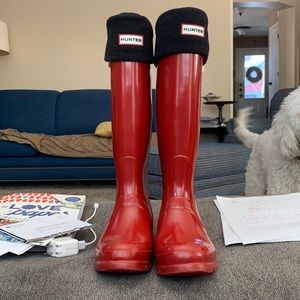 Red womens original tall Hunter rain boots